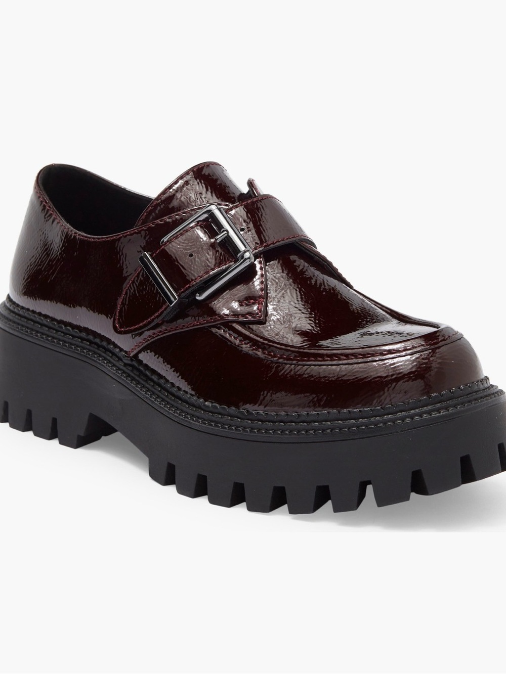 Brand NEW Steve Madden Chunky Lug Loafer in Deep Burgundy Patent